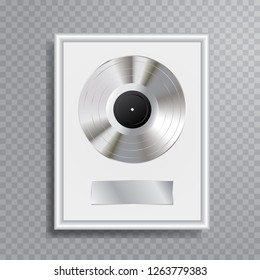 vector realistic illustration of the platinum LP with blank white label in white frame