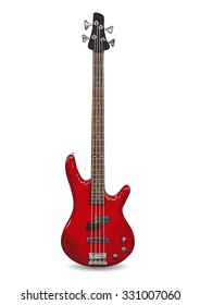 vector realistic illustration of red bass guitar. EPS