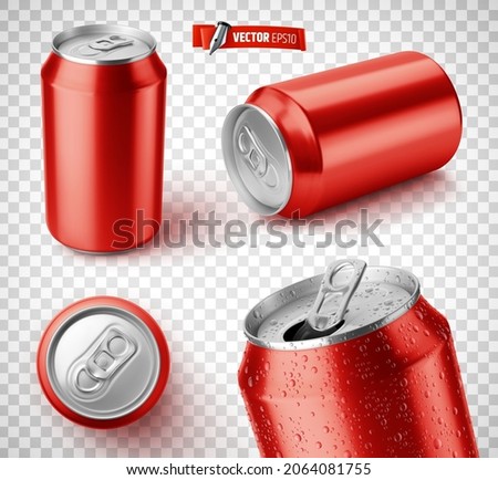 Vector realistic illustration of red soda cans on a transparent background.