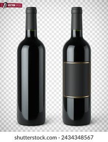 Vector realistic illustration of red wine bottles on a transparent background.