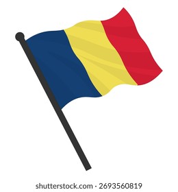 Vector ilustración realista de banderas de Rumania sobre un fondo blanco.