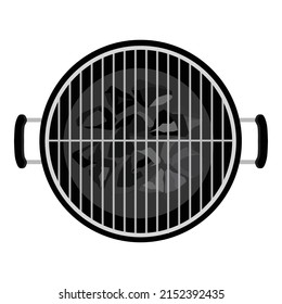 Vector realistic illustration of round empty barbecue grill isolated on white background. BBQ top view icon.