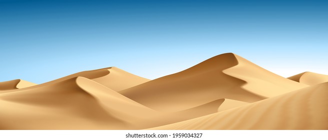 Vector realistic illustration of a sand desert landscape