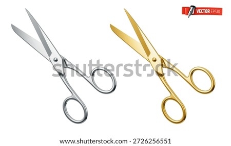 Vector realistic illustration of scissors on a white background.