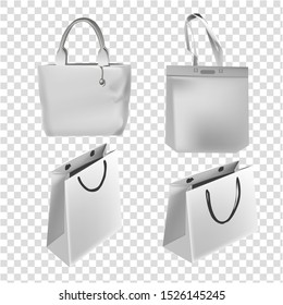 Vector realistic illustration of a set of white reusable bags.