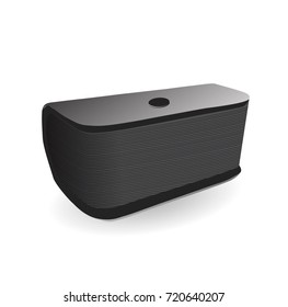 A Vector Realistic Illustration - A Small Acoustic Table Speaker. Isolated On White Background.