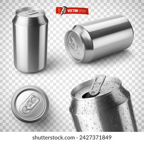 Vector realistic illustration of soda cans on a transparent background.