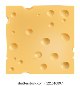 Vector realistic illustration of a square piece of cheese