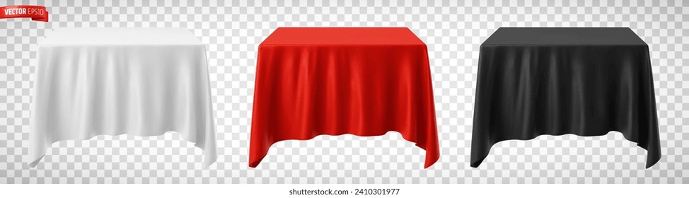 Vector realistic illustration of tablecloths on a transparent background.