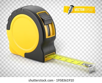 Vector realistic illustration of a tape measure on a transparent background