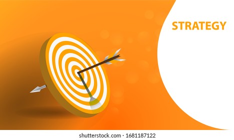 Vector realistic illustration with target financial goal concept.Growing graph and target as successful entrepreneurship metaphor. Growth strategy or business analysis. 
