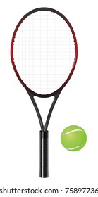 vector realistic illustration of tennis racket and ball