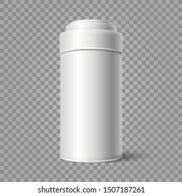 Vector realistic illustration of tin bucket isolated on transparent background. Mockup of White Blank Tin can packaging,