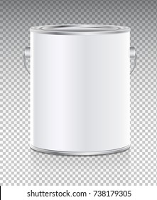 Vector realistic illustration of tin bucket isolated on transparent background