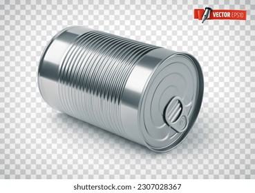 Ilustración vectorial realista de una lata sobre un fondo transparente.