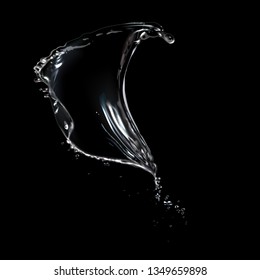 Vector realistic illustration of transparent water splash isolated on black background