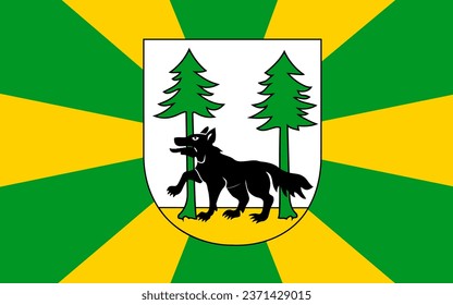 Imagen vectorial realista de la bandera ucraniana del distrito Pisky con un fondo transparente.