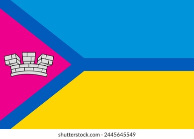 Vektorgrafik realistische Illustration der ukrainischen Flagge von Pervomaisk auf einem transparenten Hintergrund.