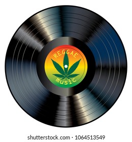 ilustración realista vectorial del registro de reproducción de vinilo largo con etiqueta de reggae