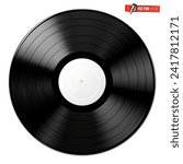 Vector realistic illustration of a vinyl record on a white background.