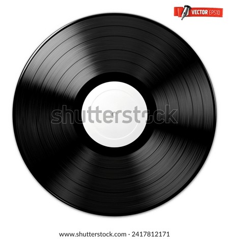 Vector realistic illustration of a vinyl record on a white background.