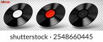 Vector realistic illustration of vinyl records on a transparent background. 