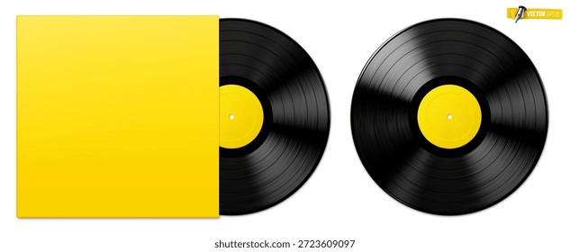 Ilustração em vetor realista de discos de vinil sobre um fundo branco.