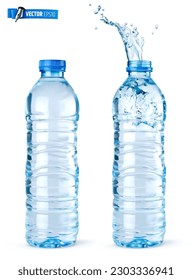 Vector realistic illustration of water bottles on a white background.