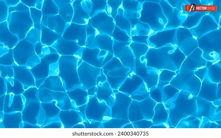 Vector realistic illustration of water surface in a swimming pool, with reflections of sunlight and caustics.