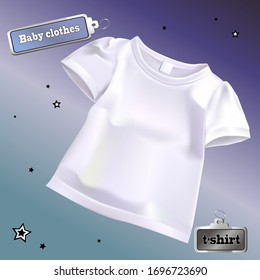 Dibujo vectorial realista de la basura de los niños blancos. Imagen aislada de un pantalones en t.