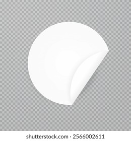 Vector realistic illustration white round sticker, clip art, tape, sticker