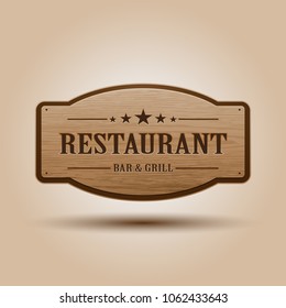 Vector realistic illustration of wooden signboard copyspace