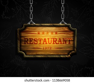 Vector realistic illustration of wooden signboard