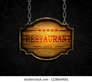 Vector realistic illustration of wooden signboard