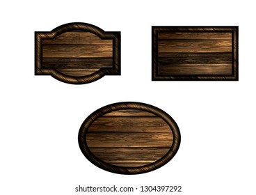 Vector realistic illustration of wooden signboard