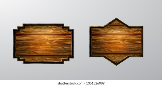 Vector realistic illustration of wooden signboard