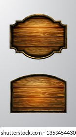 Vector realistic illustration of wooden signboard