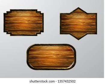 Vector realistic illustration of wooden signboard