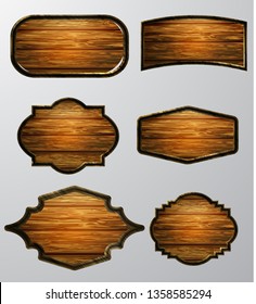 Vector realistic illustration of wooden signboard