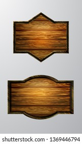 Vector realistic illustration of wooden signboard