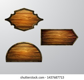 Vector realistic illustration of wooden signboard