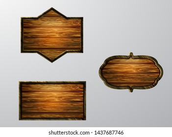 Vector realistic illustration of wooden signboard