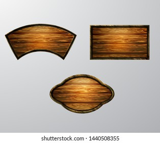 Vector realistic illustration of wooden signboard