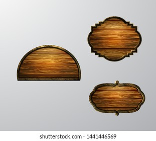 Vector realistic illustration of wooden signboard