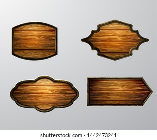 Vector realistic illustration of wooden signboard