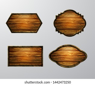 Vector realistic illustration of wooden signboard