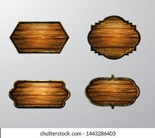 Vector realistic illustration of wooden signboard