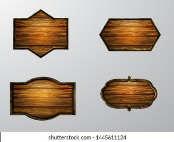 Vector realistic illustration of wooden signboard