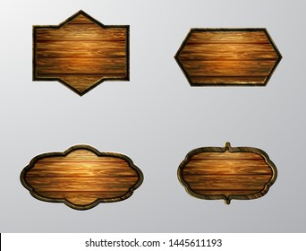 Vector realistic illustration of wooden signboard