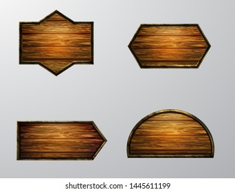Vector realistic illustration of wooden signboard